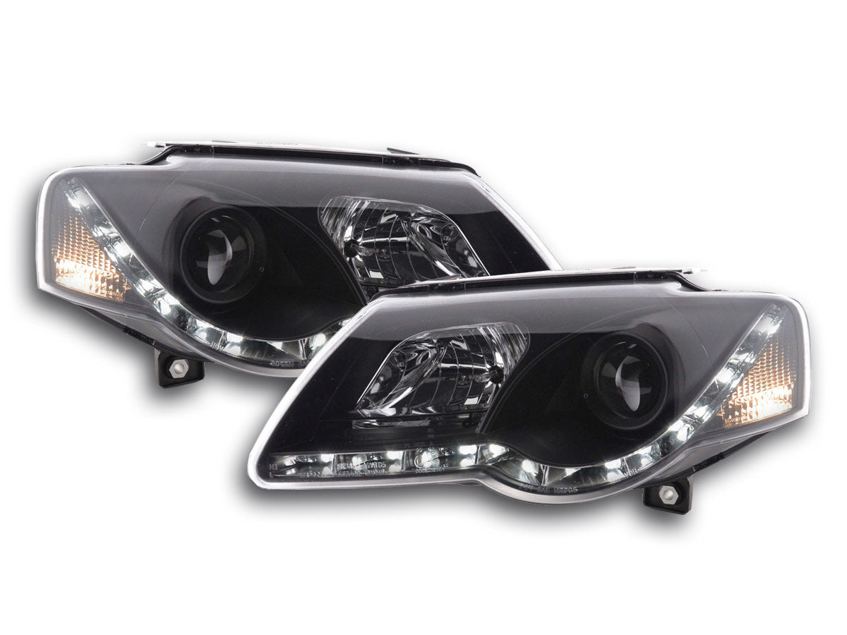 Scheinwerfer Set Daylight LED Tagfahrlicht VW Passat B6 3C schwarz Scheinwerfer Set Daylight LED Tagfahrlicht VW Passat B6 3C schwarz